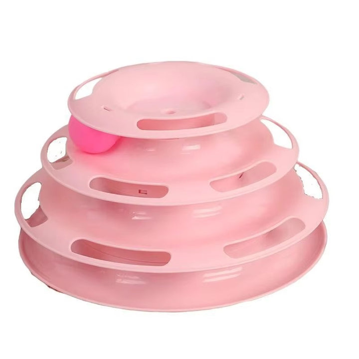 Interactive Cat Turntable Toy with Three-layer Ball Track