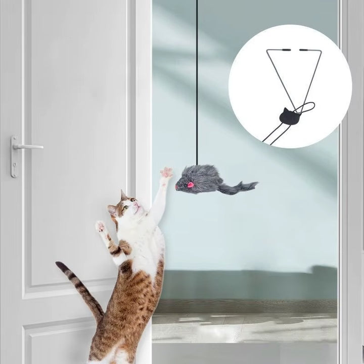 Hanging Mouse Teaser Cat Toy with Elastic Clip