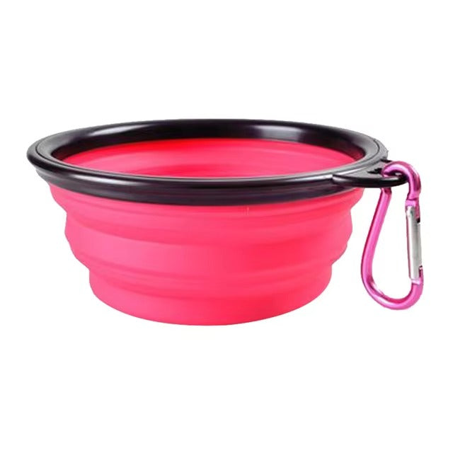 "Collapsible Silicone Pet Bowl with Carabiner"