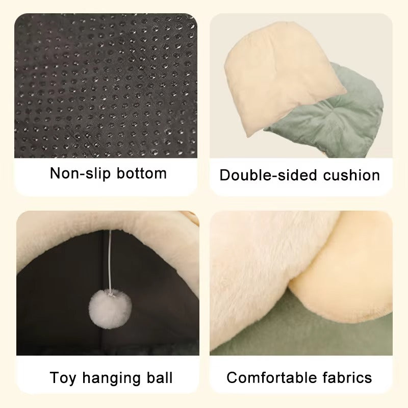 Cozy Cartoon Pet Bed for Cats & Small Dogs - Foldable, Washable, and Adorable