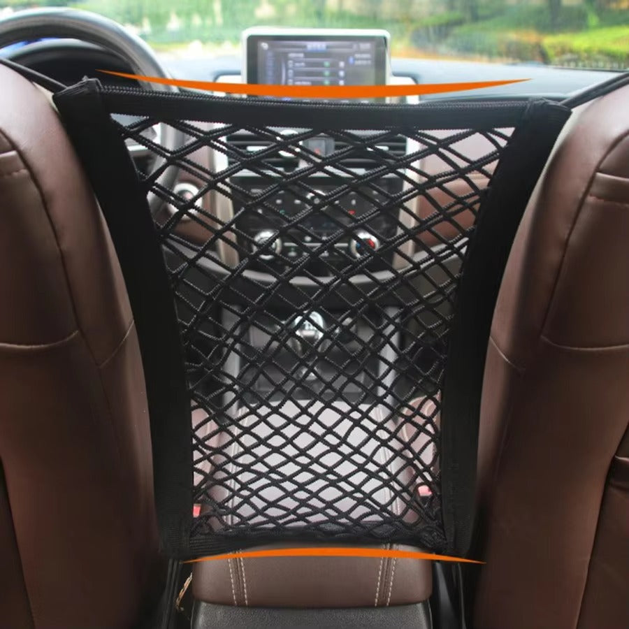 "Automatic Pet Car Barrier with Safety Mesh & Storage Bag"