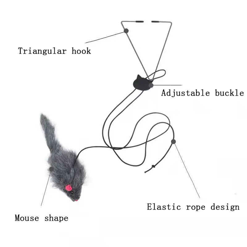 Hanging Mouse Teaser Cat Toy with Elastic Clip