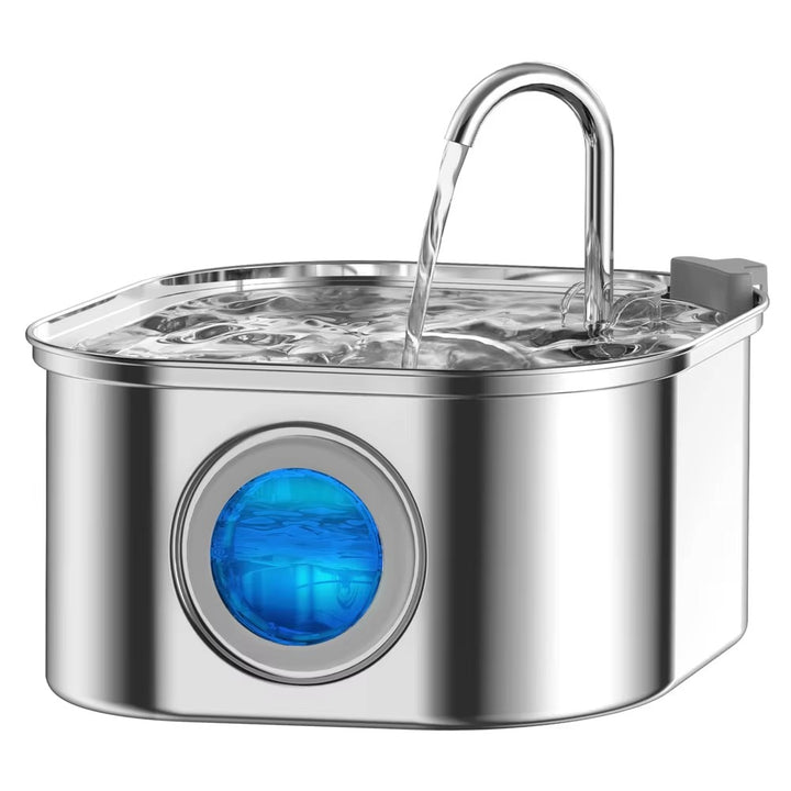 Smart Stainless Steel Pet Water Fountain with Visual Window - 3.2L Capacity