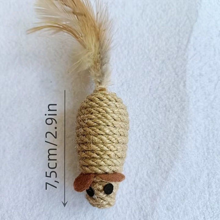 Interactive Sisal Mouse Cat Toy Set
