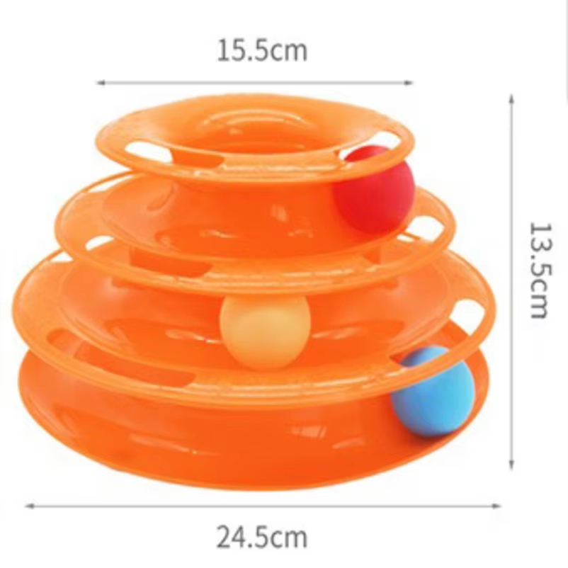 Interactive Cat Turntable Toy with Three-layer Ball Track
