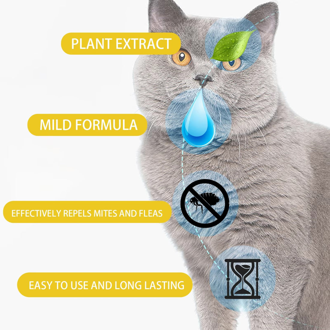 Effective Cat Anti-Flea Drops - External Insect Repellent for Skin Itching Relief