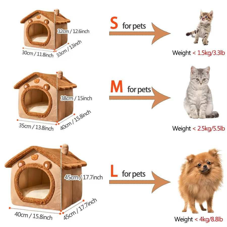 Foldable Pet House: Removable Washable Cat House and Puppy Cave