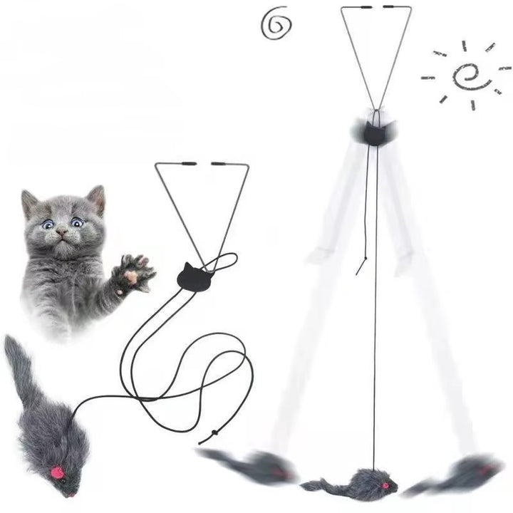 Hanging Mouse Teaser Cat Toy with Elastic Clip