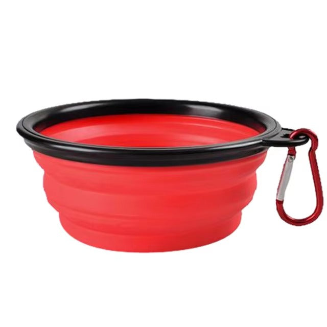 "Collapsible Silicone Pet Bowl with Carabiner"