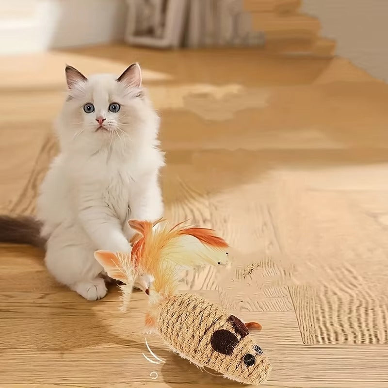 Interactive Sisal Mouse Cat Toy Set