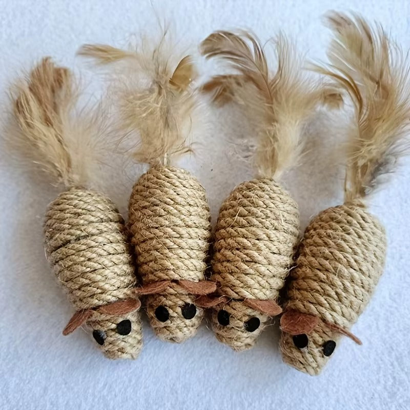 Interactive Sisal Mouse Cat Toy Set