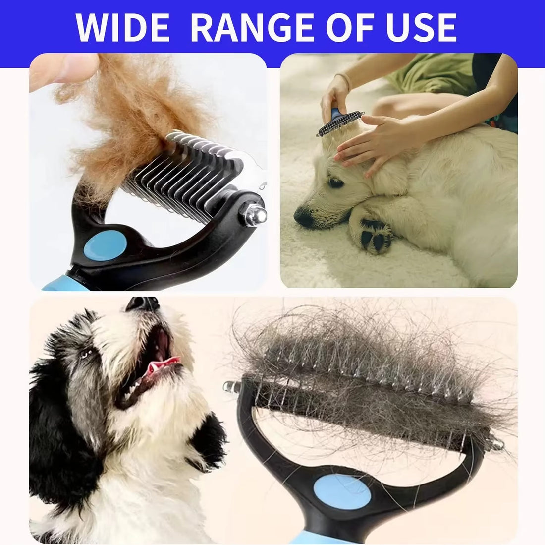 Professional Pet Deshedding Brush & Fur Knot Cutter