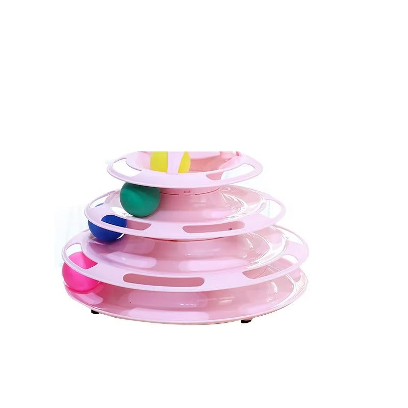 Interactive Cat Turntable Toy with Three-layer Ball Track