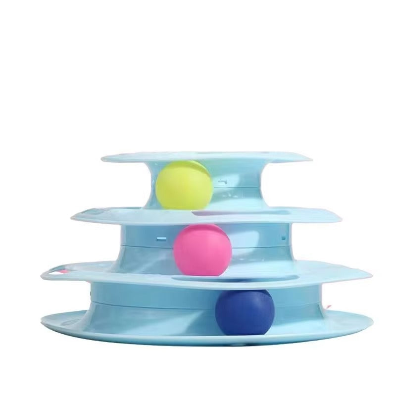 Interactive Cat Turntable Toy with Three-layer Ball Track
