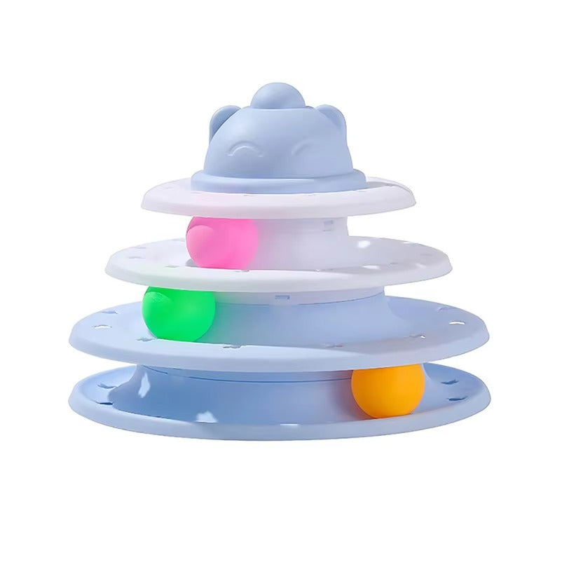 Interactive Cat Turntable Toy with Three-layer Ball Track