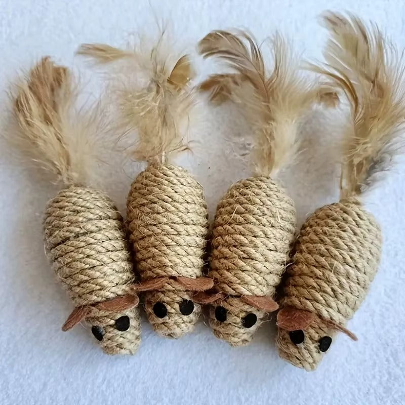 Interactive Sisal Mouse Cat Toy Set
