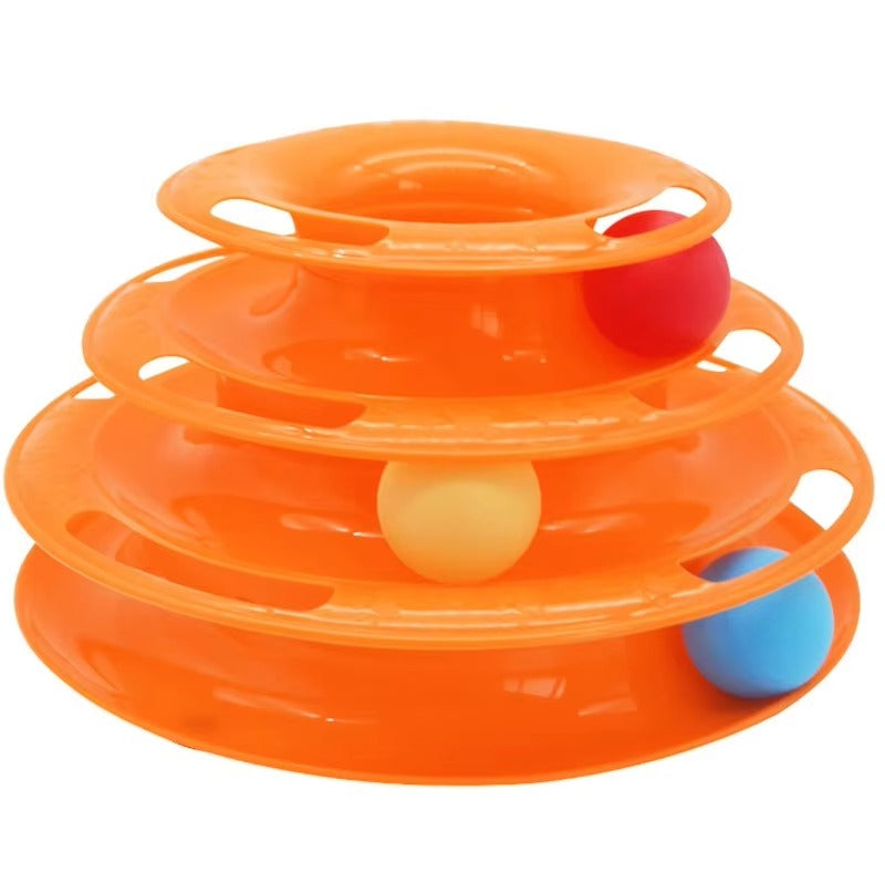 Interactive Cat Turntable Toy with Three-layer Ball Track