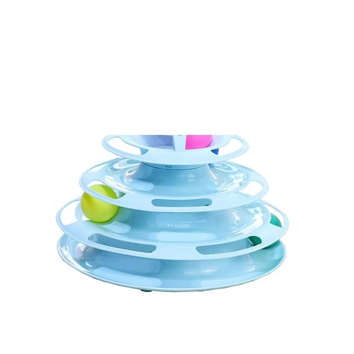 Interactive Cat Turntable Toy with Three-layer Ball Track