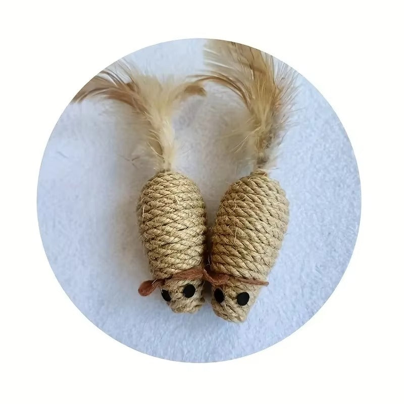 Interactive Sisal Mouse Cat Toy Set