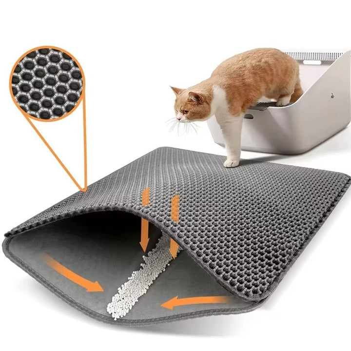 Waterproof Double Layer Cat Litter Mat - Pet Litter Box Cleaning Pad